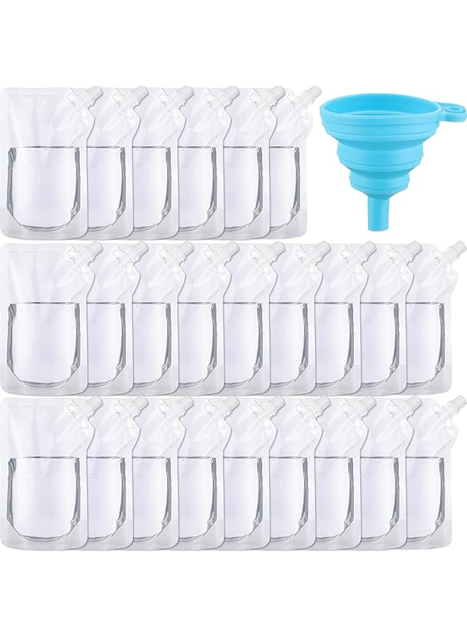 Excefore 50 Pcs 16 Oz Reusable Plastic Flask Drink Pouches With Collapsible Funnel Perfect For Travel Parties And More - Image 1