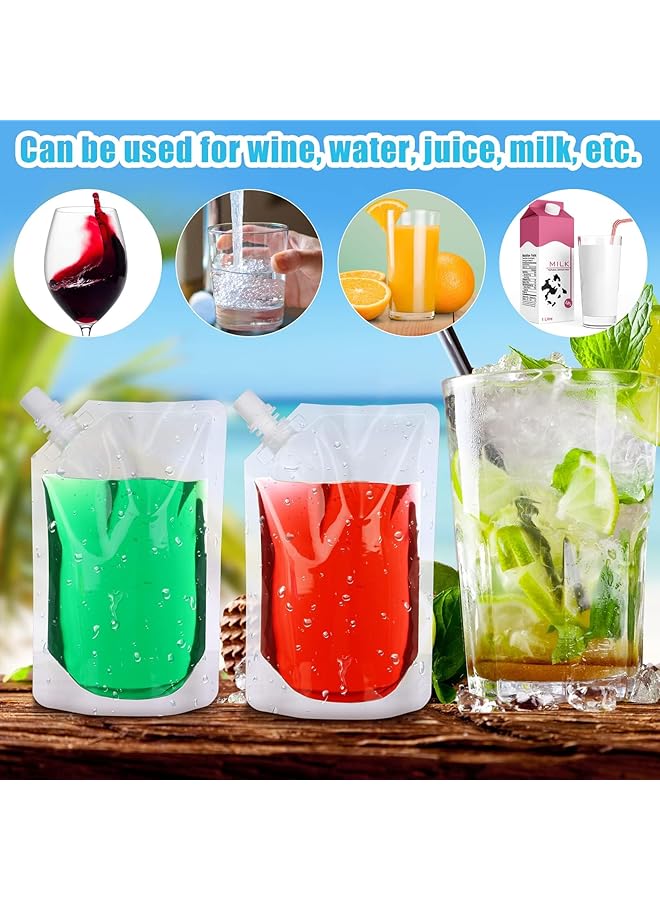 Excefore 50 Pcs 16 Oz Reusable Plastic Flask Drink Pouches With Collapsible Funnel Perfect For Travel Parties And More - Image 3