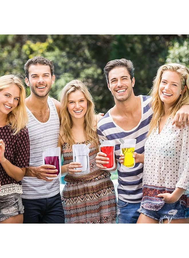 Excefore 50 Pcs 16 Oz Reusable Plastic Flask Drink Pouches With Collapsible Funnel Perfect For Travel Parties And More - Image 5