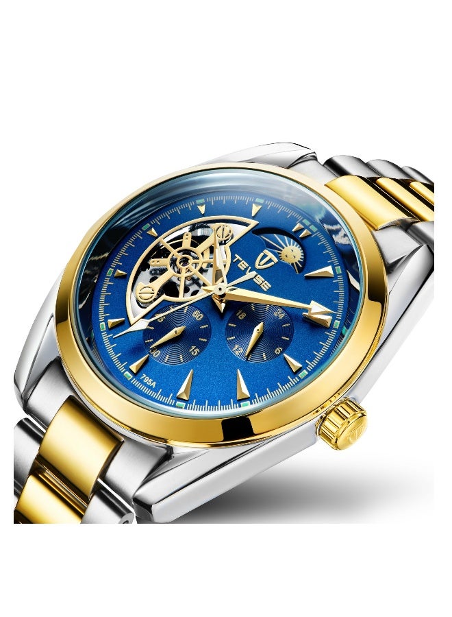 تيفيز ساعة يد رجالية أوتوماتيكية ميكانيكية مضيئة ومقاومة للماء