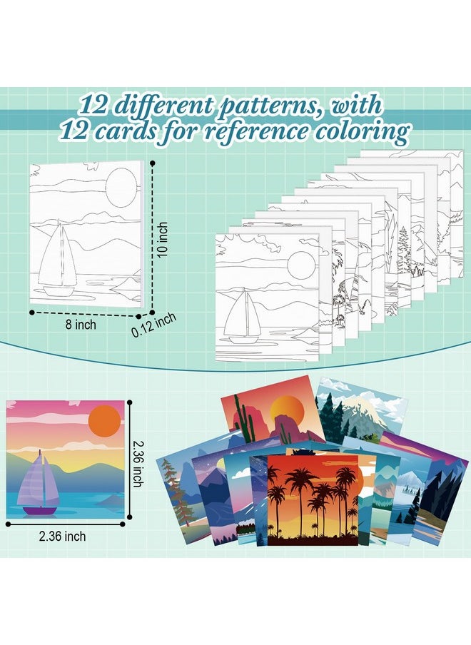 Sherr - 12 Pcs Pre Drawn Canvas Pre Printed Canvas Set For Adults Cute Printed Canvas To Paint Canvas Set Theme Canvas Painting For Party Favor(Landscape,8 X 10 Inch) - Image 1