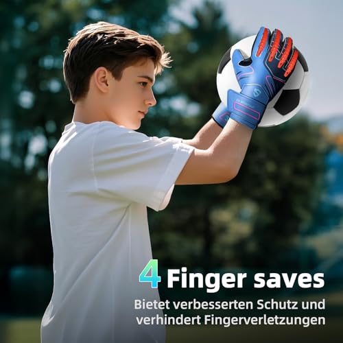 Sportout YouthAdult Goalie Goalkeeper GlovesStrong Grip for The Toughest Saves with Finger Spines to Give Splendid Protection to Prevent Injuries4 Colors Dark Blue 7 - Image 3