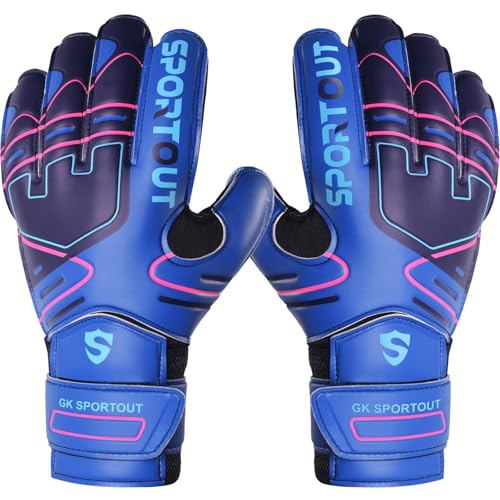 Sportout YouthAdult Goalie Goalkeeper GlovesStrong Grip for The Toughest Saves with Finger Spines to Give Splendid Protection to Prevent Injuries4 Colors Dark Blue 7 - Image 1