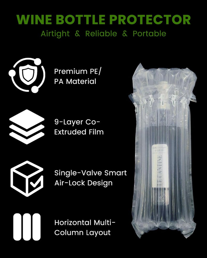 MONKKINO 16pcs Wine Bags for Travel, Quick Inflation Bottle Protector Sleeve Bubble Wrap for Durable Protection with Upgraded Air Pump, Reusable Single Valve Cushioning for Long Trip, Shipping, Moving - Image 3