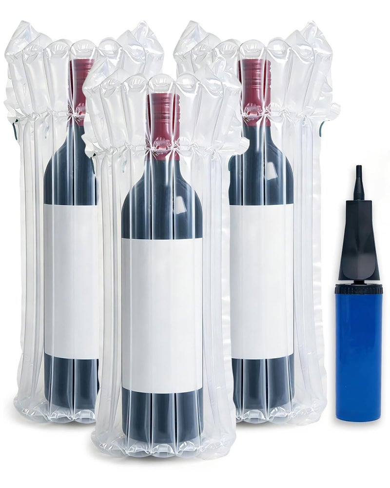 MONKKINO 16pcs Wine Bags for Travel, Quick Inflation Bottle Protector Sleeve Bubble Wrap for Durable Protection with Upgraded Air Pump, Reusable Single Valve Cushioning for Long Trip, Shipping, Moving - Image 1