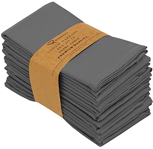 Ruvanti Cloth Napkin Set of 12, 18x18 Inch Soft & Absorbent Cotton Enrich Dinner Napkins for Hotel, Wedding Parties, Napkin-Everyday -Charcoal Grey - Image 1