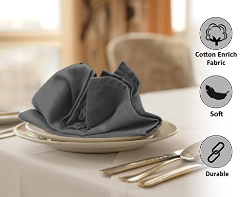 Ruvanti Cloth Napkin Set of 12, 18x18 Inch Soft & Absorbent Cotton Enrich Dinner Napkins for Hotel, Wedding Parties, Napkin-Everyday -Charcoal Grey - Image 3