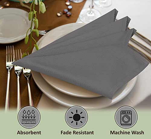 Ruvanti Cloth Napkin Set of 12, 18x18 Inch Soft & Absorbent Cotton Enrich Dinner Napkins for Hotel, Wedding Parties, Napkin-Everyday -Charcoal Grey - Image 5