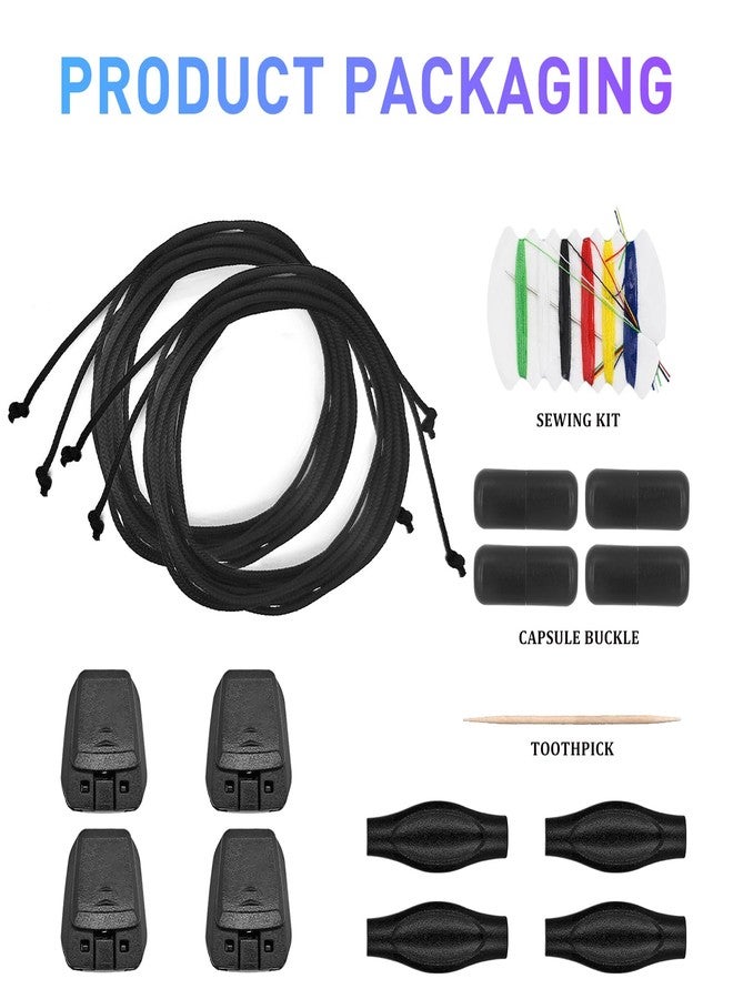 UamGlsob 2 Pairs Thin Shoe Laces Kit for Salomon Shoes,1/16"(1.5mm) Original No Tie Shoelace Quick Locking System Replacement Laces for Ski Shoes (2 Pairs Black) - Image 2