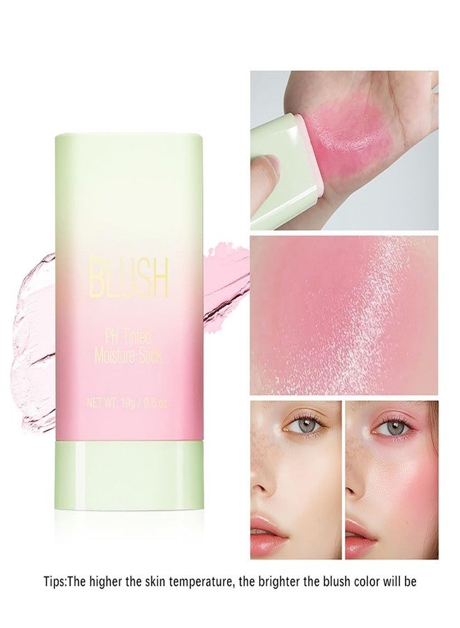 FYEBOO PH Color Changing Blush Stick, Multi-purpose Makeup Hydrating Blush Stick PH-Sensitive Color-Changing Lip Tint, Long-Lasting 24 Hours (1# Shy Pink, 0.6 Oz) - Image 2
