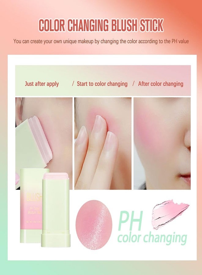 FYEBOO PH Color Changing Blush Stick, Multi-purpose Makeup Hydrating Blush Stick PH-Sensitive Color-Changing Lip Tint, Long-Lasting 24 Hours (1# Shy Pink, 0.6 Oz) - Image 4