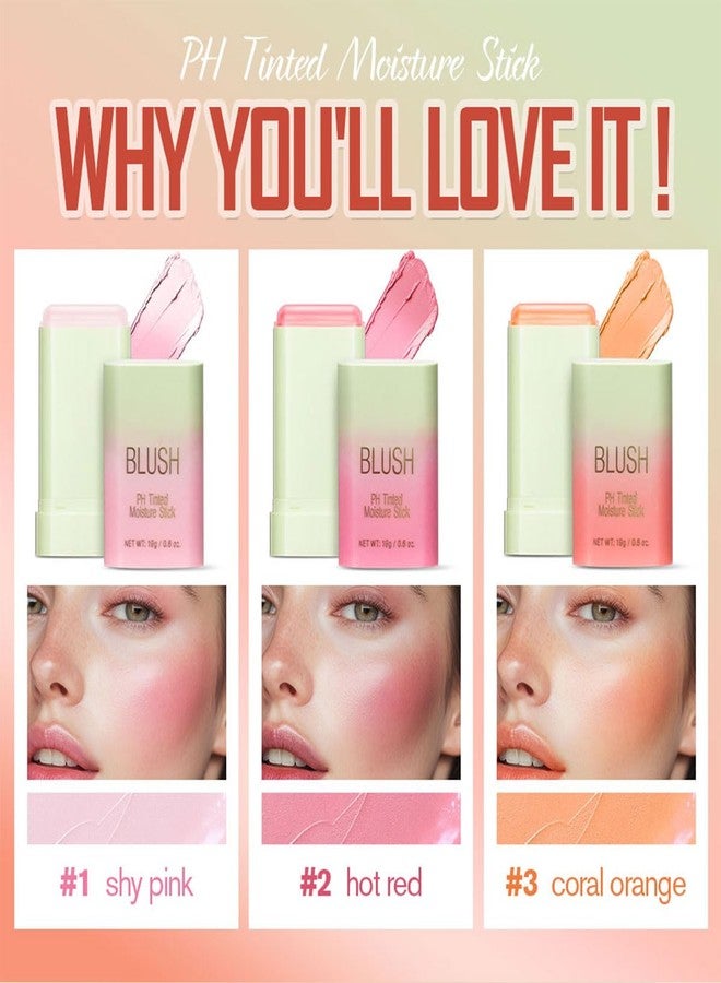 FYEBOO PH Color Changing Blush Stick, Multi-purpose Makeup Hydrating Blush Stick PH-Sensitive Color-Changing Lip Tint, Long-Lasting 24 Hours (1# Shy Pink, 0.6 Oz) - Image 5