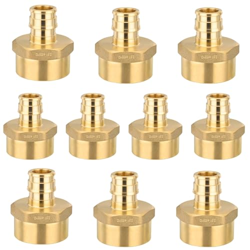 GUOFIS 10 Pack PEXA Fittings12 inch Pex x 34 inch Female NPT AdapterBrass Expansion Female Threaded Adapter Fittings for Pex A TubingASTM F1960 CopperPEX1960122 - Image 1