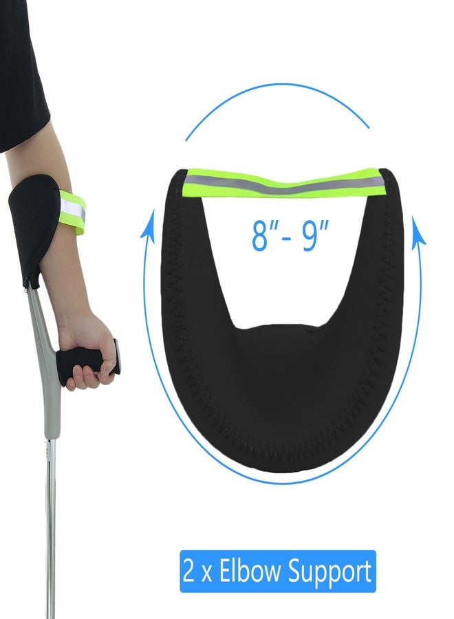 MESINURS Forearm Crutch Pad - Elbow Crutch Covers, Open Cuff Crutch Sheet for Elderly & Disabled Crutch Accessories, Reflective Strips Design, 2 Pcs - Image 2