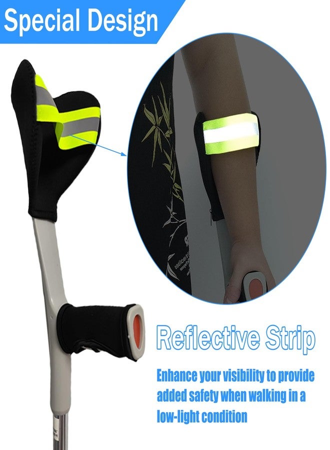 MESINURS Forearm Crutch Pad - Elbow Crutch Covers, Open Cuff Crutch Sheet for Elderly & Disabled Crutch Accessories, Reflective Strips Design, 2 Pcs - Image 5