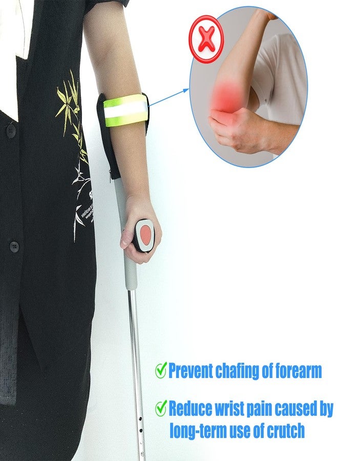 MESINURS Forearm Crutch Pad - Elbow Crutch Covers, Open Cuff Crutch Sheet for Elderly & Disabled Crutch Accessories, Reflective Strips Design, 2 Pcs - Image 4