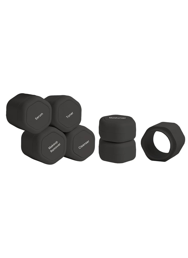 Cadence Cadence Travel Containers - Full Skincare Set - Magnetic Travel Capsules - 2 Small (0.56oz), 4 Medium Capsules (1.32oz), & Extender (1.43oz) with Multiple Labels for Better Organization - Charcoal 