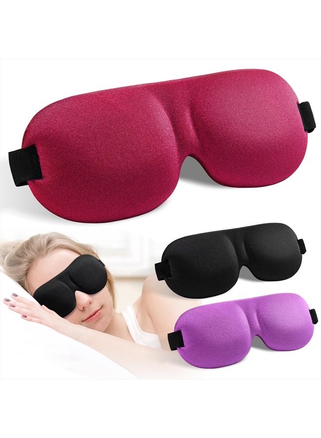YIVIEW Sleep Mask Pack of 3, Upgrade 100% Light Blocking 3D Eye Masks for Sleeping, Ultra-Thin Sides for Side Sleeper, Blindfold for Men Women - Image 1