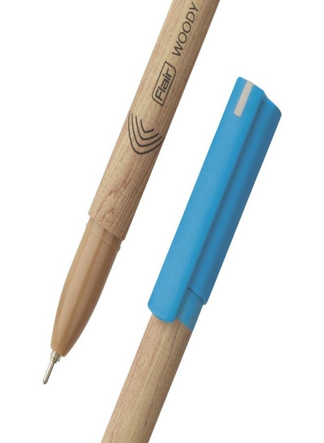 FLAIR Woody 0.7mm Ball Pen Blister Pack | Attractive Woody Design | Smooth Ink Flow System With Low-Viscosity Ink | Smudge Free Writing | Blue Ink, Pack of 20 Pens - Image 3