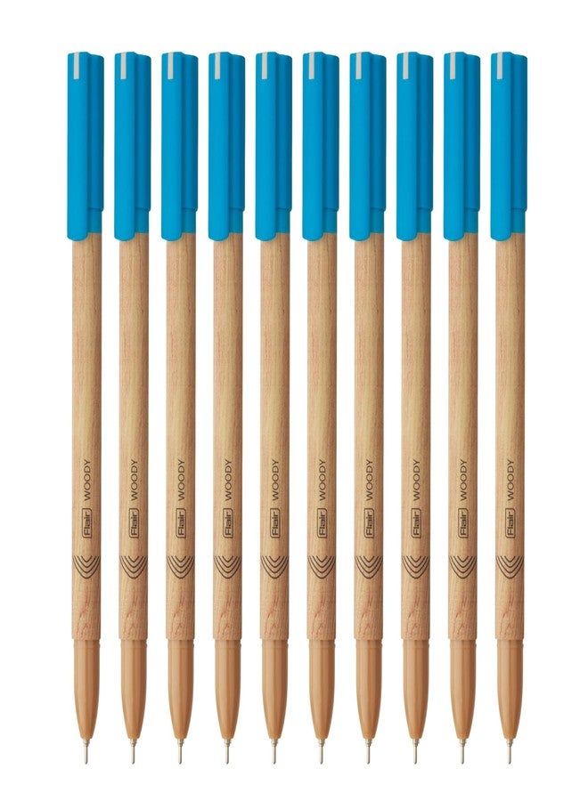 FLAIR Woody 0.7mm Ball Pen Blister Pack | Attractive Woody Design | Smooth Ink Flow System With Low-Viscosity Ink | Smudge Free Writing | Blue Ink, Pack of 20 Pens - Image 2