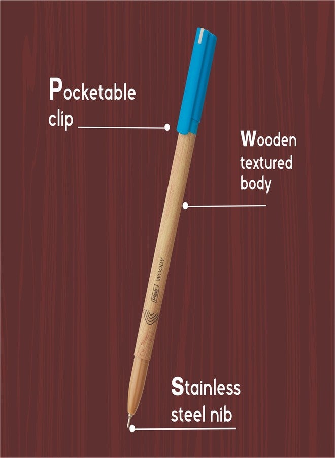 FLAIR Woody 0.7mm Ball Pen Blister Pack | Attractive Woody Design | Smooth Ink Flow System With Low-Viscosity Ink | Smudge Free Writing | Blue Ink, Pack of 20 Pens - Image 5