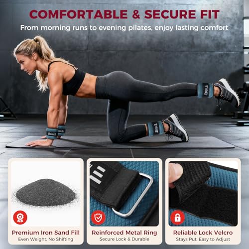 BAGAIL Ankle Wrist Weights for Women Men One Pair of 1246810 LBS Wearable Leg Arm Weights with Sleek Design Secure Fit for Walking Running Pilates Home Fitness Physical Therapy 4lb Blue - Image 3