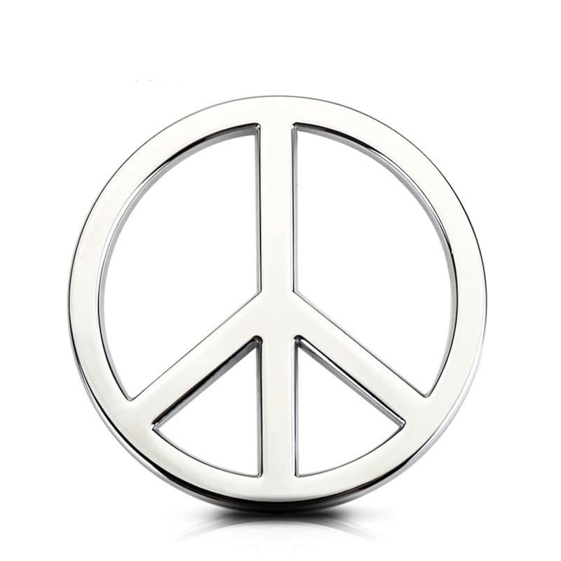 Peace Sign Car Sticker Peace Symbol Bumper Decal No War Metal Emblem Badge for Automotive Motocycle Silver