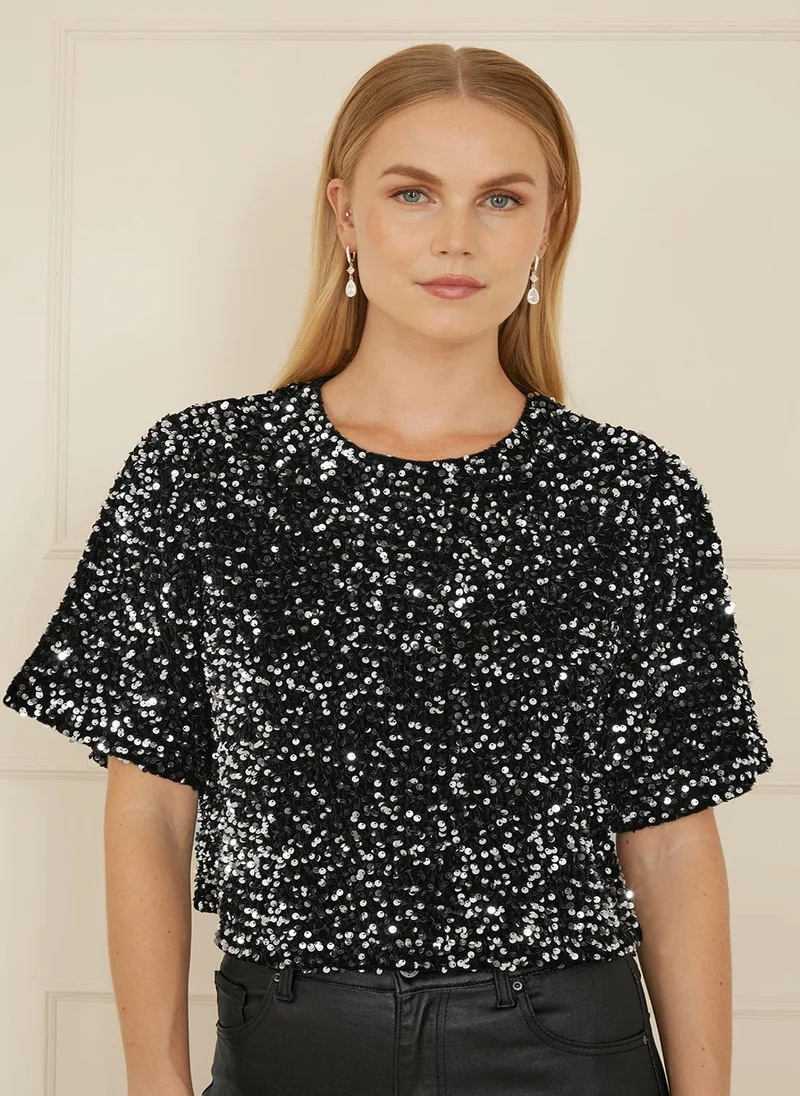 يامي Sequin Relaxed Top