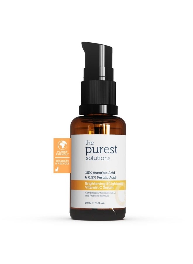 the purest solutions Brightening & Lightening Vitamin C Serum (10% Ascorbic Acid & 0.5% Ferulic Acid) - Revitalize & Renew Dull Skin - Anti-Aging Care & Anti-Stress Care - Vegan | Cruelty Free | Eco F  - Image 2