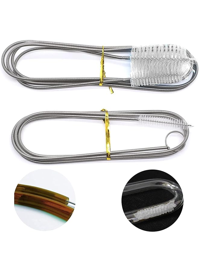 promass Drain Tube Cleaning Brushes, Flexible Refrigerator Scrub Brush, Drain Pipe Cleaning Kit Stainless Steel Nylon Flexible Drain Tube Cleaning Brushes for Home Kitchen (2 Pcs) - Image 1