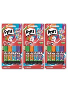 Pritt Rainbow Coloured Glue Sticks,Safe&Child-Friendly Craft Glue For Arts & Crafts Activities,Strong-Hold Adhesive For School Supplies,4X10G (pack of 3)  - Image 1