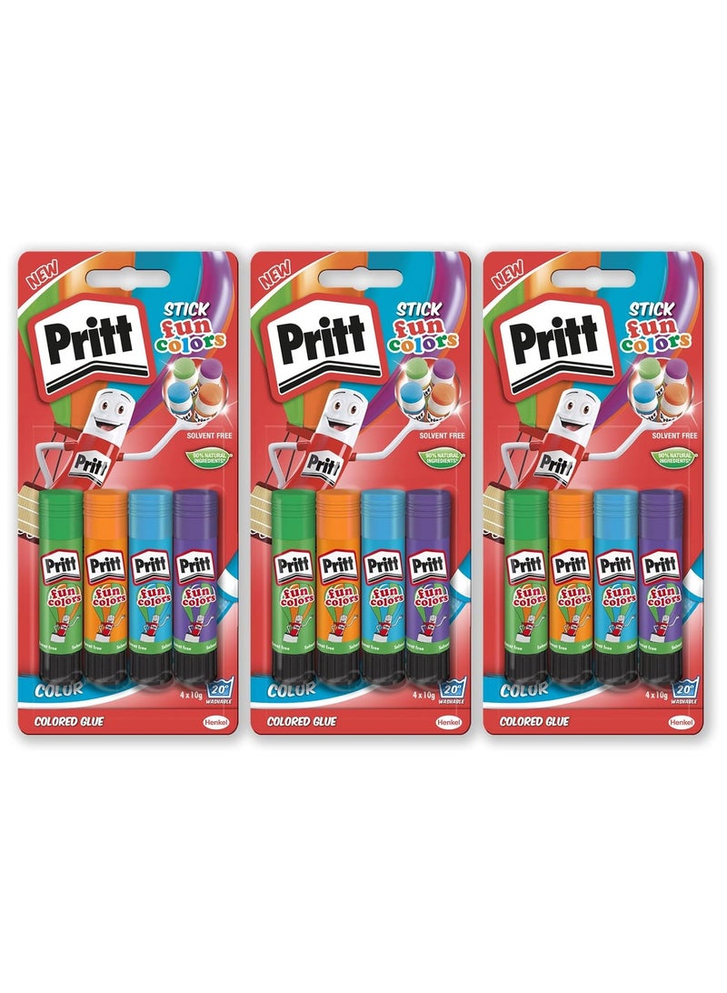 Pritt Rainbow Coloured Glue Sticks,Safe&Child-Friendly Craft Glue For Arts & Crafts Activities,Strong-Hold Adhesive For School Supplies,4X10G (pack of 3)  - Image 1