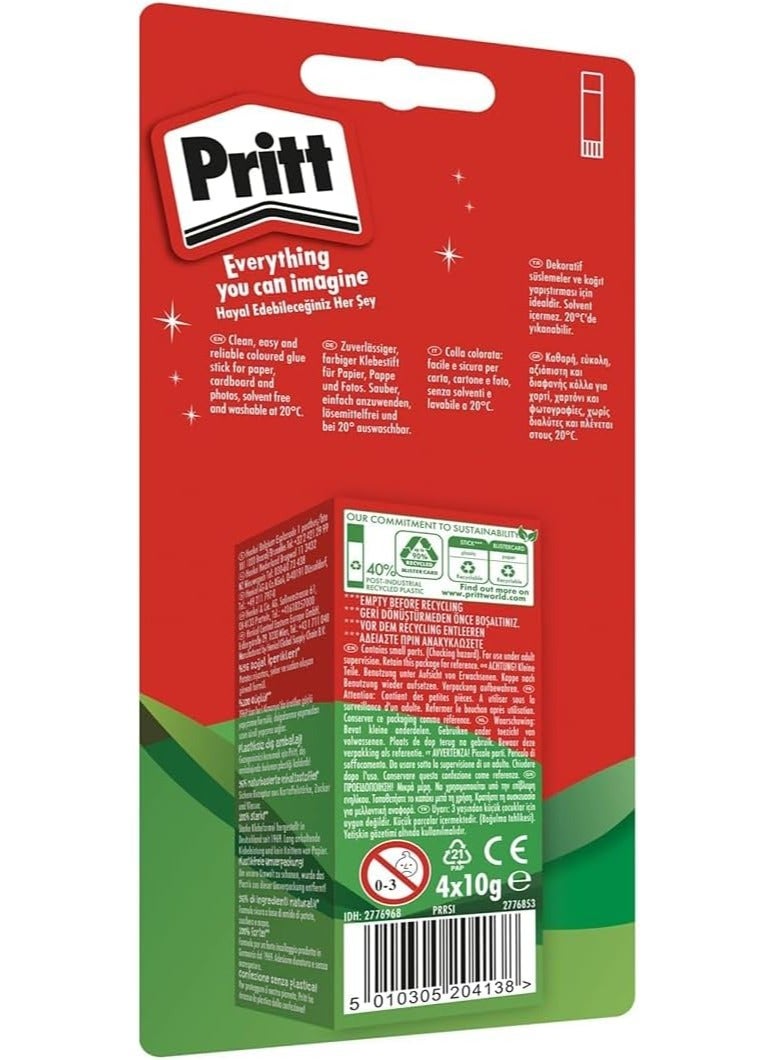 Pritt Rainbow Coloured Glue Sticks,Safe&Child-Friendly Craft Glue For Arts & Crafts Activities,Strong-Hold Adhesive For School Supplies,4X10G (pack of 3)  - Image 3
