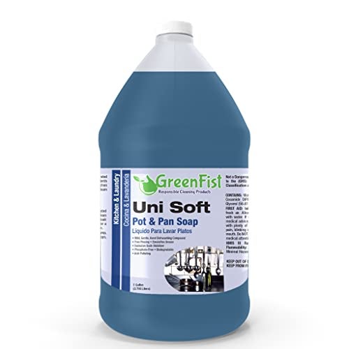 GreenFist Dish Soap Professional Detergent Liquid Pot & Pan Dish-Wash - Light or Heavy Use (Blue Unisoft 1 Gallon) - Image 1