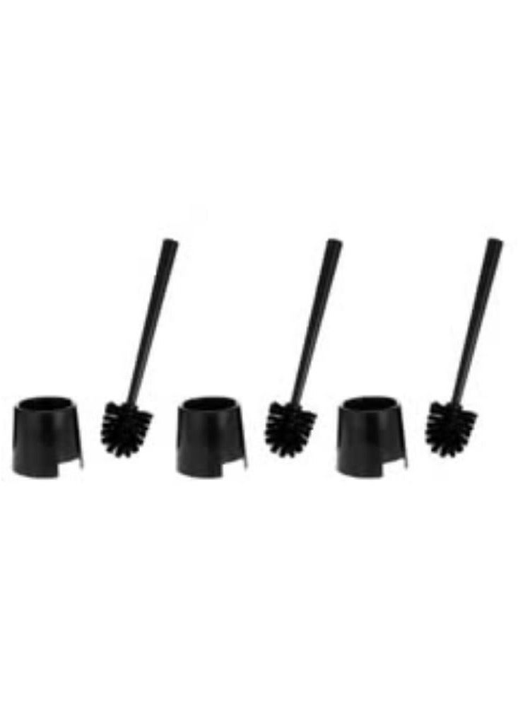مجموعة منظف وحامل فرشاة المرحاض باللون الأسود مع عصا تنظيف وعلبة تخزين لتنظيف الحمام بسهولة - فرشاة تنظيف وعاء المرحاض متينة وأنيقة وصحية (مجموعة من 3) - Image 1