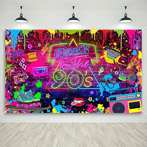 Mocsicka 90s Backdrop Back to 90's Party Decorations Hip Hop Graffiti Background 1990s Retro Theme Photography Banner, 72.8 x 43.3 Inch - Image 1
