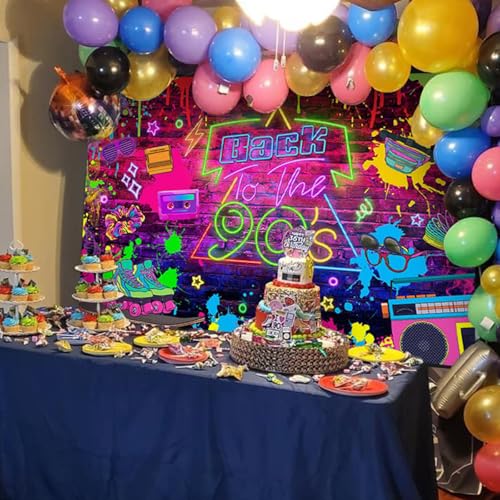 Mocsicka 90s Backdrop Back to 90's Party Decorations Hip Hop Graffiti Background 1990s Retro Theme Photography Banner, 72.8 x 43.3 Inch - Image 5