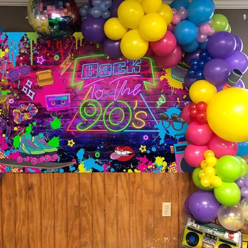 Mocsicka 90s Backdrop Back to 90's Party Decorations Hip Hop Graffiti Background 1990s Retro Theme Photography Banner, 72.8 x 43.3 Inch - Image 3
