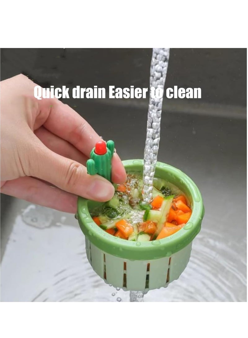 SYOSI 3PCS Cactus Kitchen Sink Drain Strainer, Press Automatic Dumping Basket, Multi-Functional Home Use Sink Draining Basket Filter Net Lifting Basket, Kitchen Waste Collector Filter for Sinks (Green) - Image 2