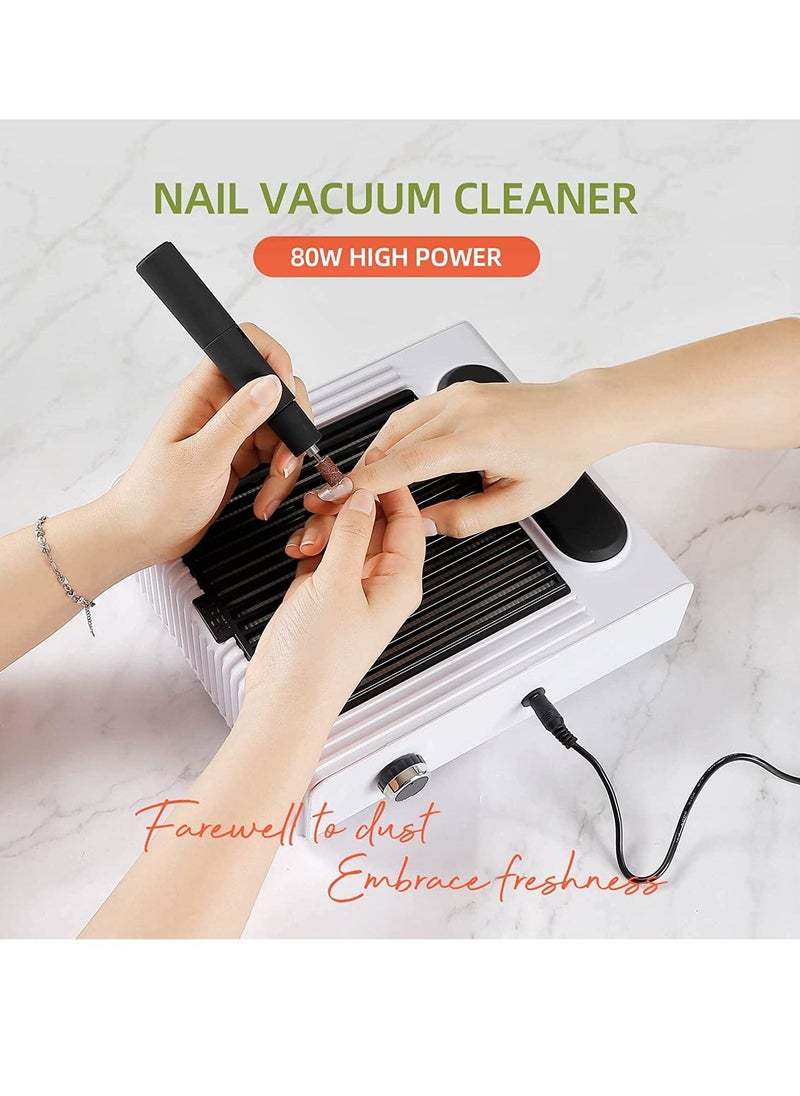 Excefore 80W New Strong Power Nail Dust Collector Nail Fan Art Salon Suction Dust Collector Machine Vacuum Cleaner Fan UK Plug (858-1Pink)  - Image 3