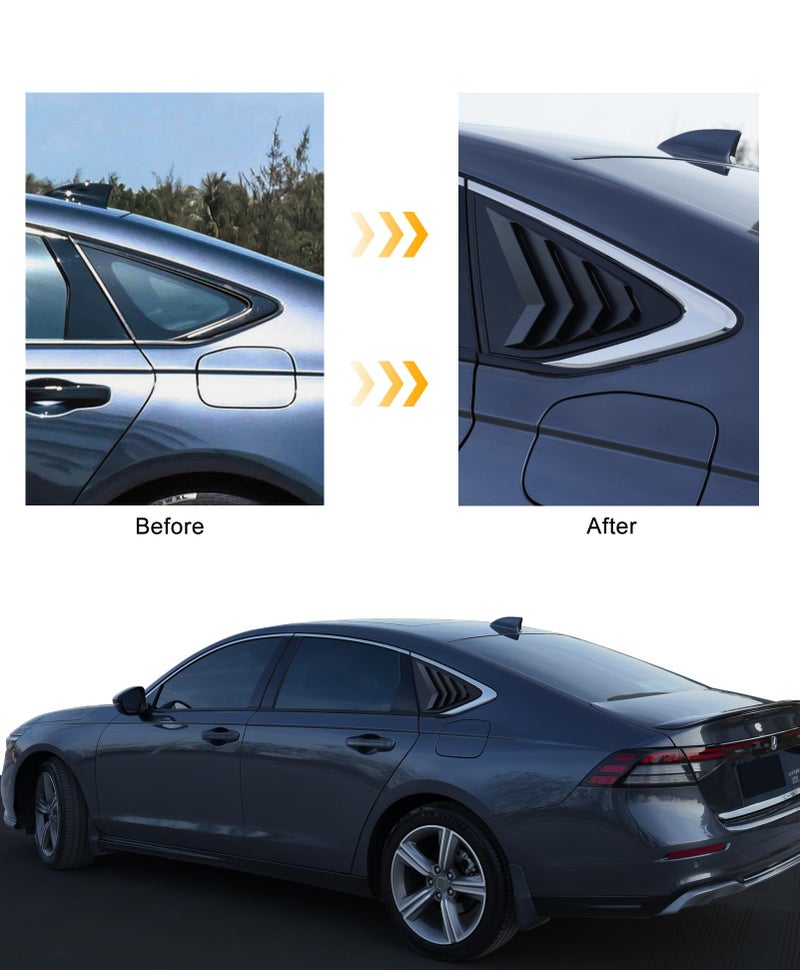 CKE 2pcs Compatible with Honda Accord 2026 2025 2024 2023 Accessories Sport Car Exterior Rear Side Window Louvers Air Vent Scoop Shades Cover Blinds -Matt Black - Image 4