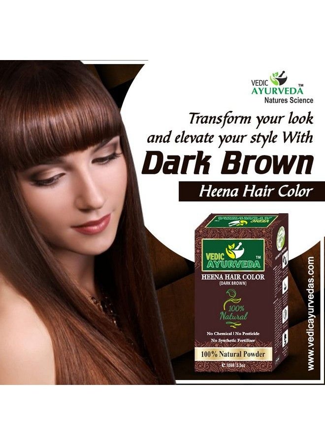 VEDICAYURVEDA - Bioorganic And Natural 100% Pure Dark Brown Hair Color Henna No Ammonia No Chemical For Smooth And Silky Hairs Organic And Chemical Less Henna Natural Color (100Gm) - Image 1