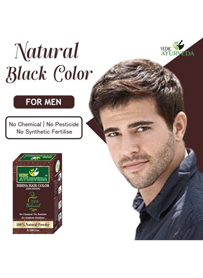 VEDICAYURVEDA - Bioorganic And Natural 100% Pure Dark Brown Hair Color Henna No Ammonia No Chemical For Smooth And Silky Hairs Organic And Chemical Less Henna Natural Color (100Gm) - Image 1