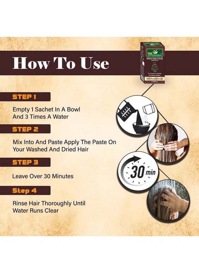VEDICAYURVEDA - Bioorganic And Natural 100% Pure Dark Brown Hair Color Henna No Ammonia No Chemical For Smooth And Silky Hairs Organic And Chemical Less Henna Natural Color (100Gm) - Image 1