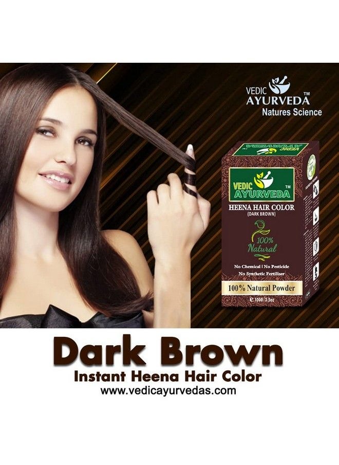 VEDICAYURVEDA - Bioorganic And Natural 100% Pure Dark Brown Hair Color Henna No Ammonia No Chemical For Smooth And Silky Hairs Organic And Chemical Less Henna Natural Color (100Gm) - Image 1