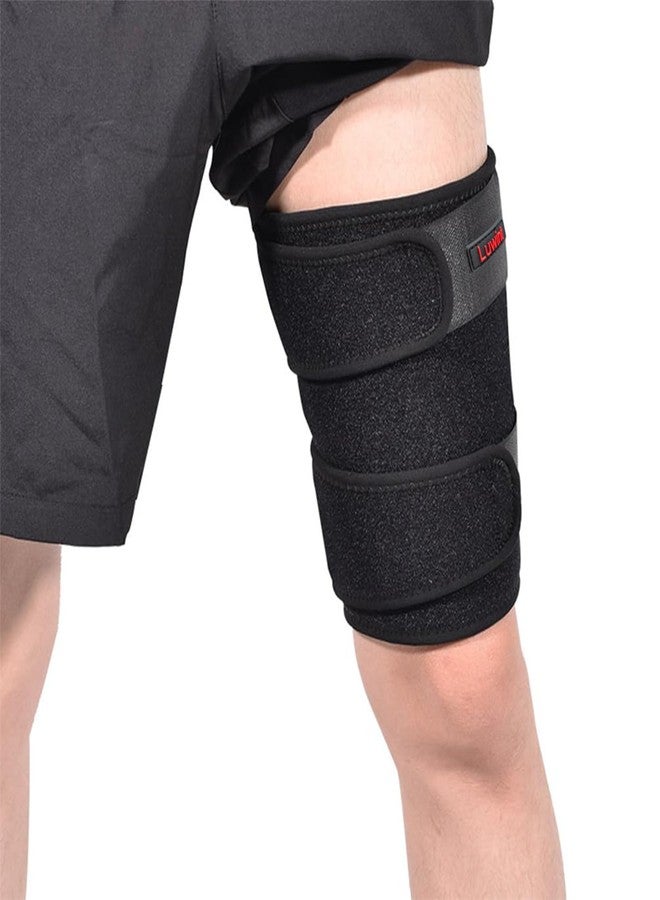 Luwint Youth Small Adult Thigh Hamstring Brace, Adjustable Compression Upper Leg Sleeve Support Wrap for Sprains, Tendinitis, Workout, Pain Relief, Single, Black - Image 3
