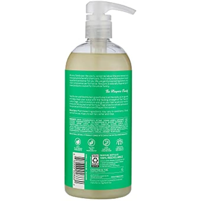 Renpure PLANT BASED TEA TREE AND ROSEMARY REFRESH AND REBALANCE SHAMPOO - SOOTHES DRY SCALP - DELIVERS MOISTURE AND SHINE - RIDS HAIR OF GRIME - DYE FREE - RECYCLABLE, PUMP BOTTLE DESIGN - 24 FL OZ - Image 2