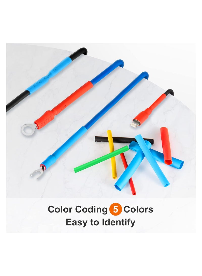 Goolsky أنابيب انكماش حراري 2:1 مجموعة لف كابل الأسلاك عزل كهربائي مجموعة أنابيب 5 ألوان - Image 2