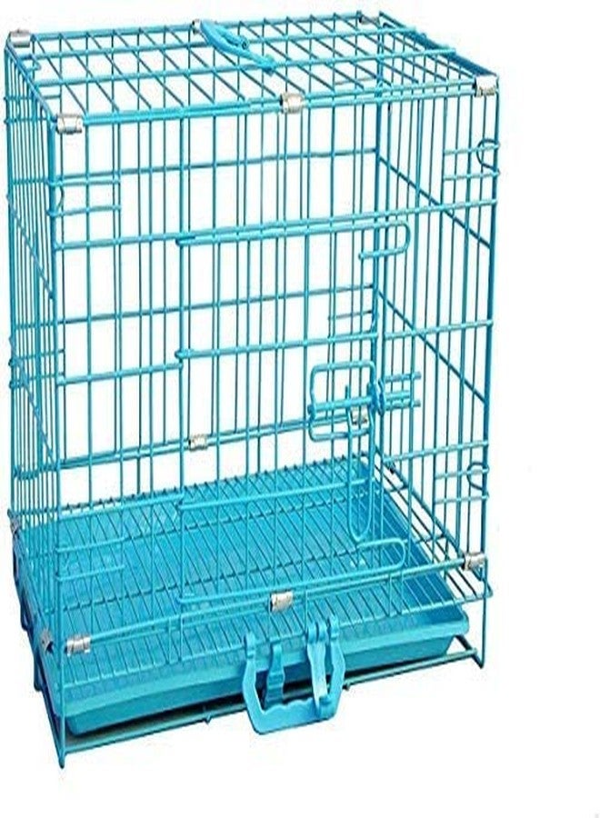 Pups&Pets Powder Coated Metal Cage/Crate/Kennel with Removable Tray for Dog Small Dog, Cats, Puppy, Kitten and Rabbit 18 Inch (Sky Blue) - Image 1