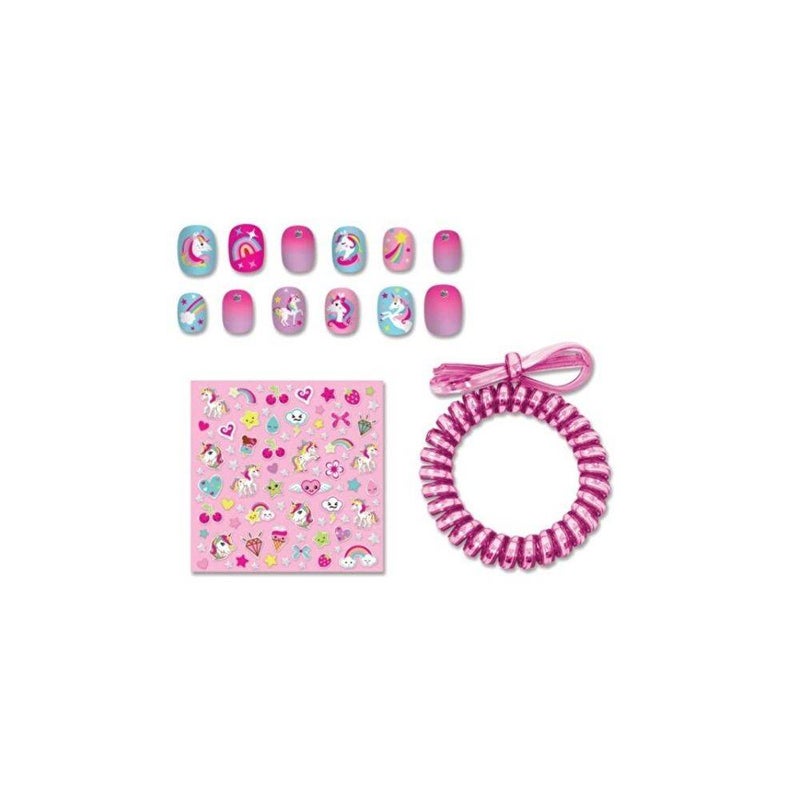 Hot Focus Dazzle Press-On Nails & Spiral Hair Tie/Bracelet Set - Image 2